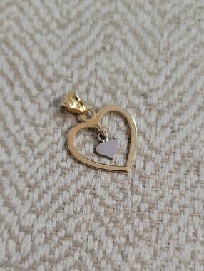 Vintage Milor Italy 14K Two-Tone Gold Open Floating Heart Pendant Charm